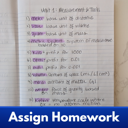 Chemistry Vocabulary Activity - Units, Measurement and Tools, Crossword, Puzzle