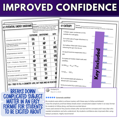 Kinetics & Equilibrium Quick Practice Worksheets, Homework, Classwork