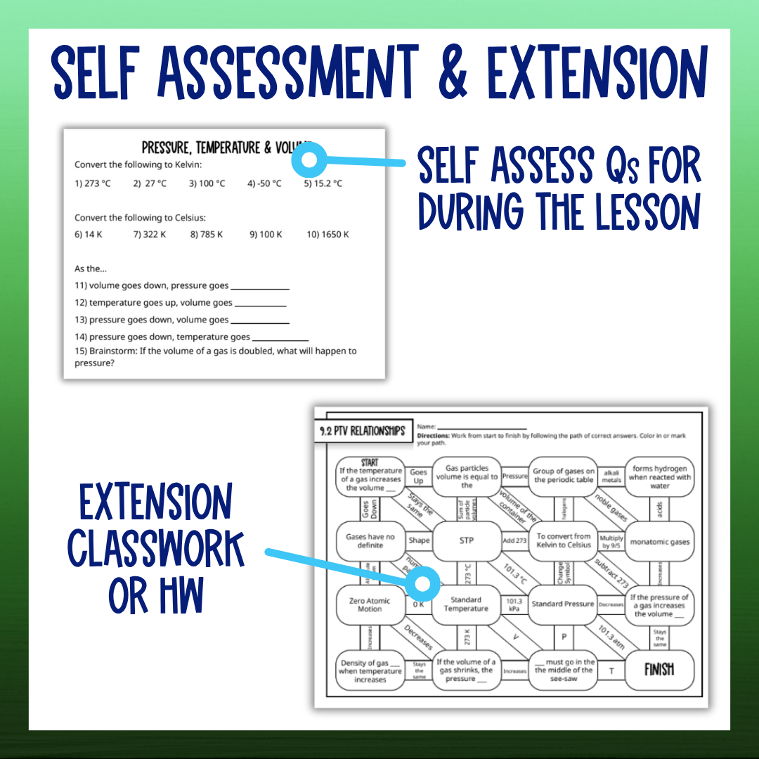 Behavior of Gases Unit Bundle with Practice Worksheets and Test for Chemistry