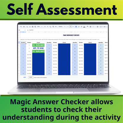 Self Checking Worksheet Template and Games for Any Age or Content, Classroom Use