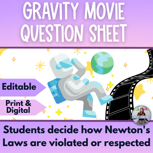 Gravity Movie Question Sheet Newton's Laws of Motion Activity Print or Digital