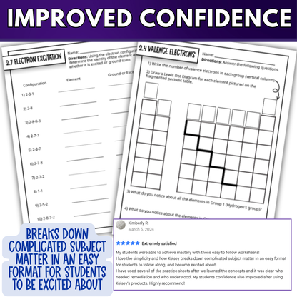 Atomic Theory and Structure Quick Practice Worksheets, Chemistry Homework