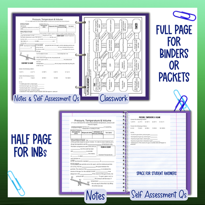 Behavior of Gases Unit Bundle with Practice Worksheets and Test for Chemistry