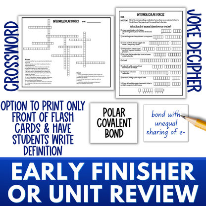 Intermolecular Forces Vocabulary Review: Crossword, Puzzle, Flash Cards, Quiz