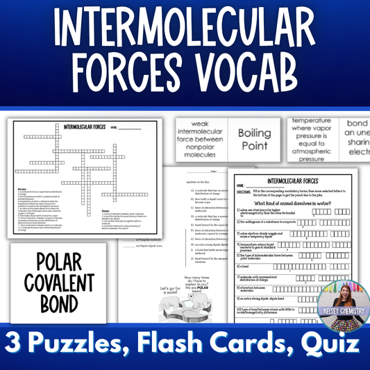 Intermolecular Forces Vocabulary Review: Crossword, Puzzle, Flash Cards, Quiz