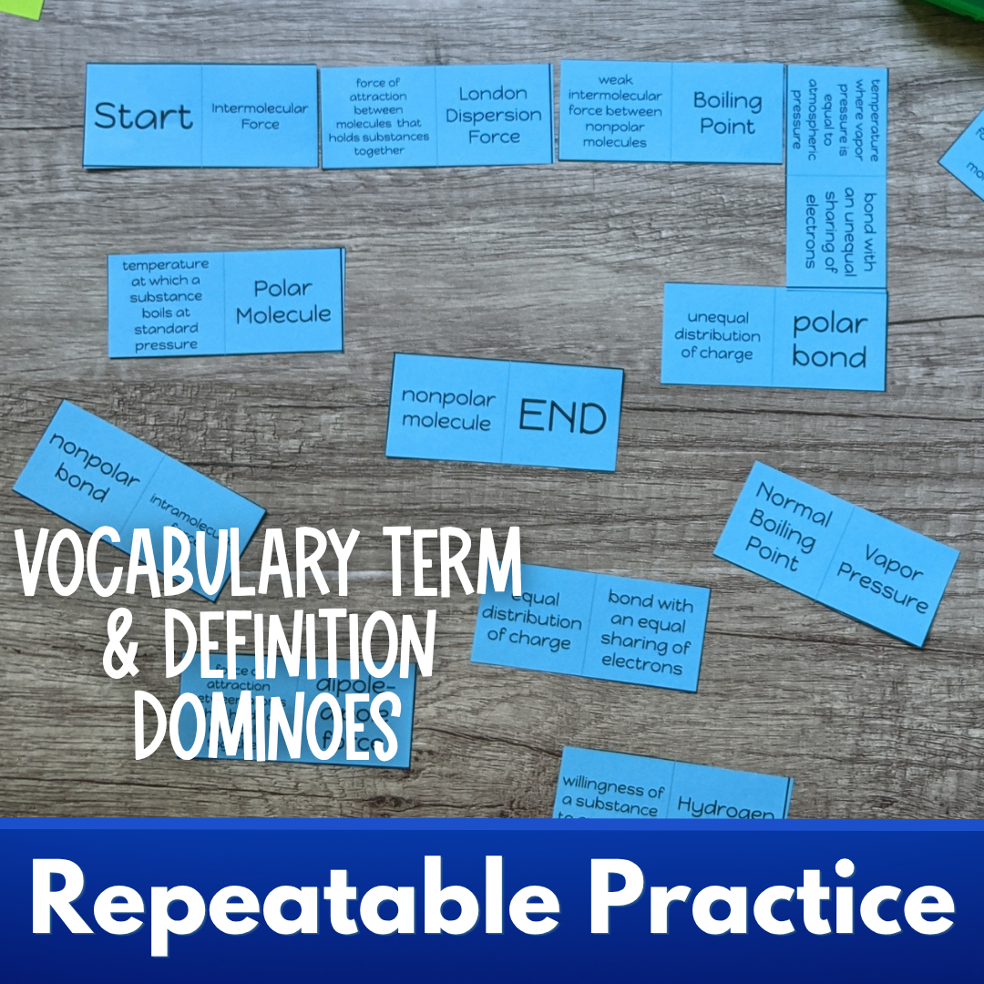 Intermolecular Forces Vocabulary Review: Crossword, Puzzle, Flash Cards, Quiz