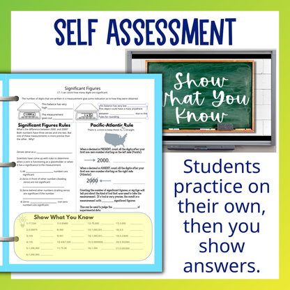 Scientific Measurement for Chemistry Guided Notes Unit with Worksheets and Test