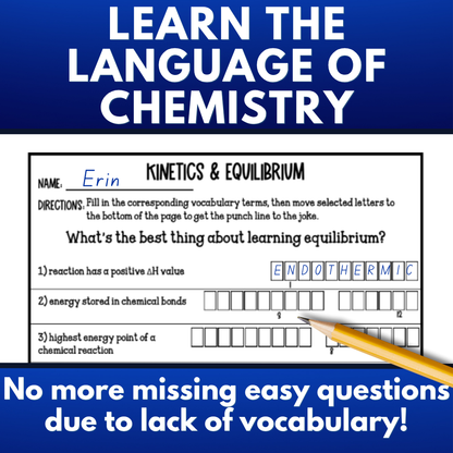Kinetics and Equilibrium Vocabulary Review, Crossword, Quiz, Flash Cards, Puzzle
