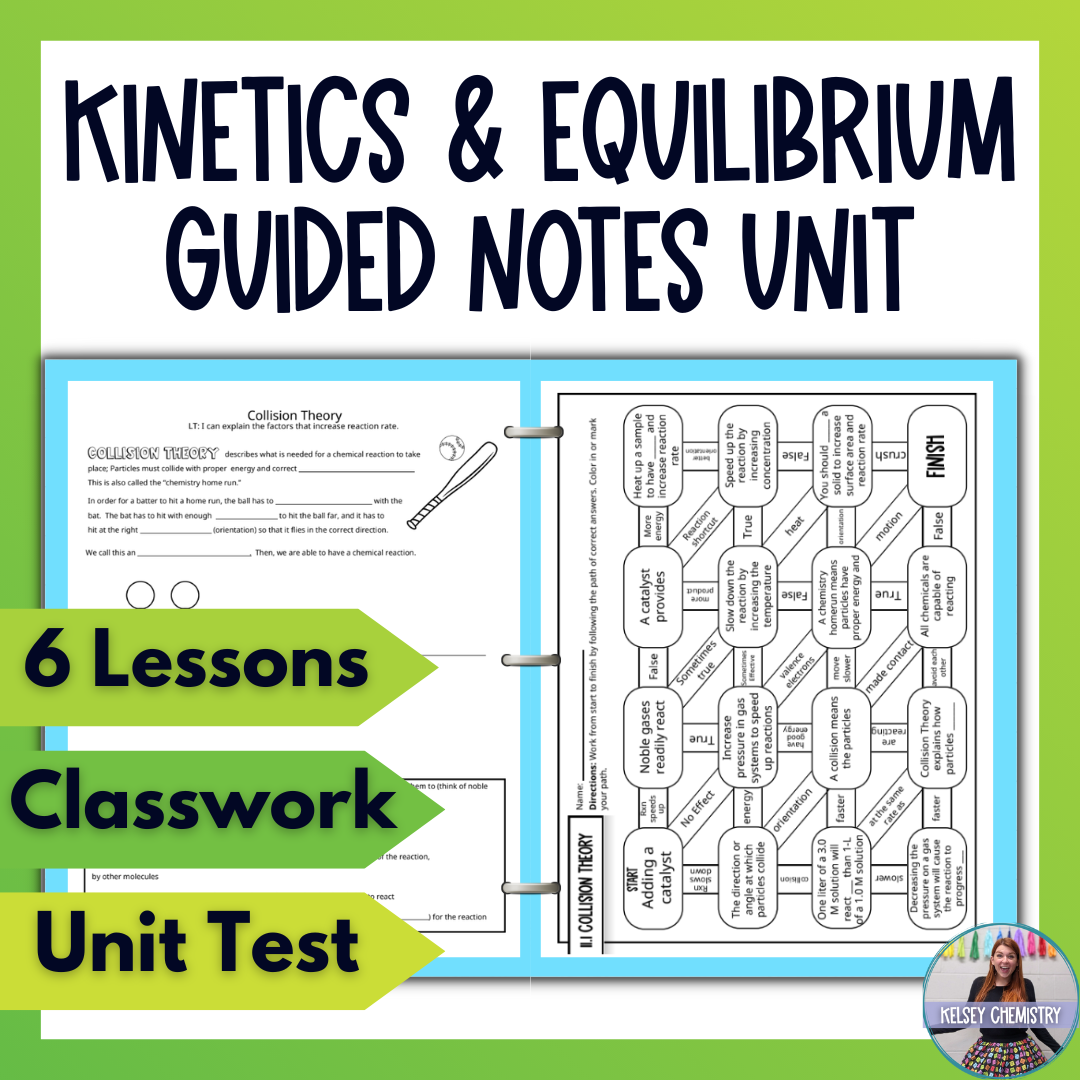 Kinetics and Equilibrium Guided Notes Unit Bundle with Test, Practice Worksheets