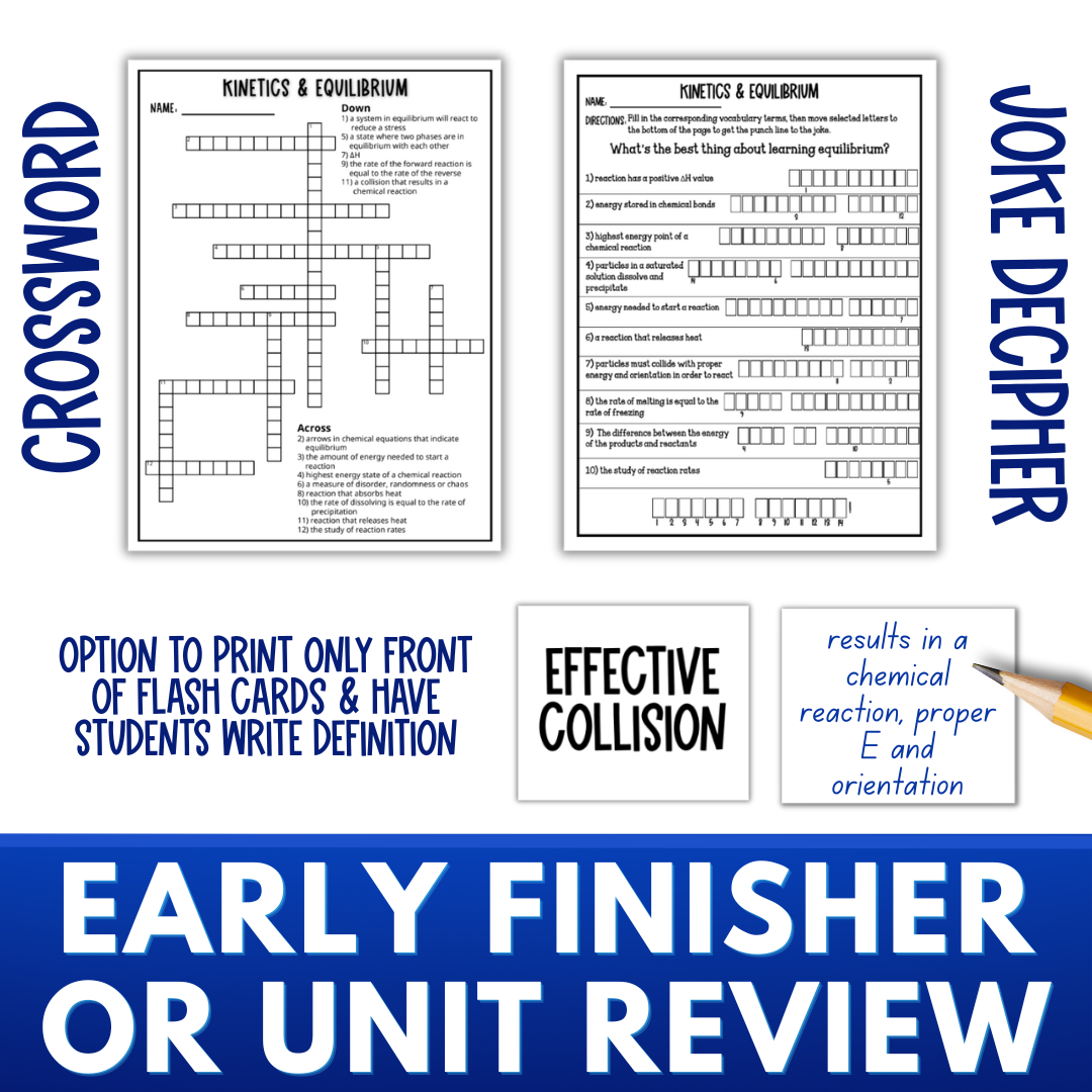 Kinetics and Equilibrium Guided Notes Unit Bundle with Test, Practice Worksheets