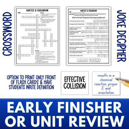 Kinetics and Equilibrium Guided Notes Unit Bundle with Test, Practice Worksheets