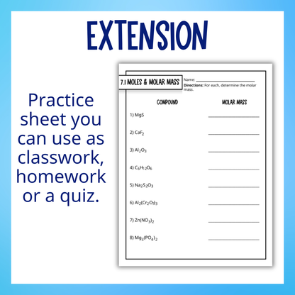 Stoichiometry Guided Notes Unit Bundle with Practice Worksheets and Tests