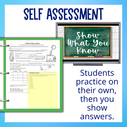 Stoichiometry Guided Notes Unit Bundle with Practice Worksheets and Tests