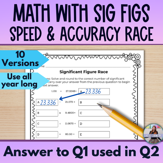 Math with Significant Figures Worksheet Activity - Accuracy and Speed