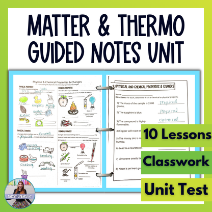 Matter and Energy, Thermodynamics Guided Notes Unit with Test and Worksheets