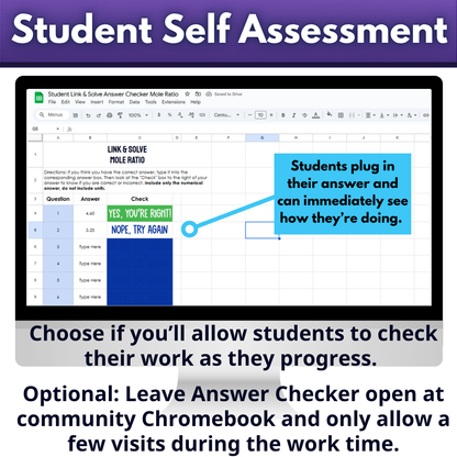 Self Checking Mole Ratio Problem Solving Worksheet Link & Solve