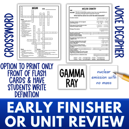 Nuclear Chemistry Vocabulary Review Games, Puzzles, Crossword, Flash Cards