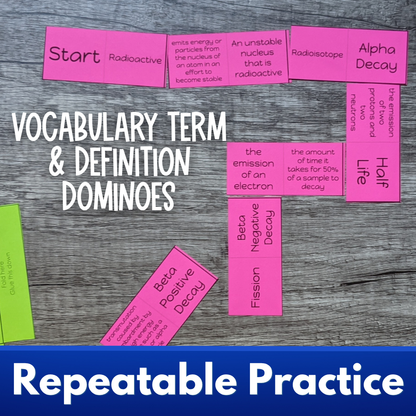 Nuclear Chemistry Vocabulary Review Games, Puzzles, Crossword, Flash Cards
