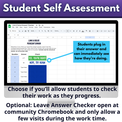 Self Checking Percent Error Problem Solving Worksheet Link & Solve