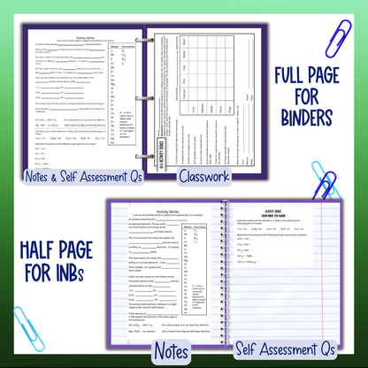 Redox Electrochemistry Full Unit Guided Notes, Practice Worksheet and Unit Tests