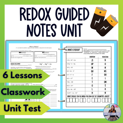 Redox Electrochemistry Full Unit Guided Notes, Practice Worksheet and Unit Tests