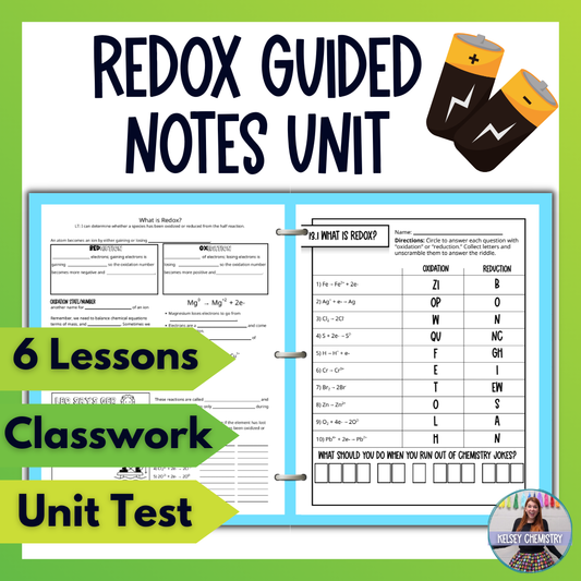 Redox Electrochemistry Full Unit Guided Notes, Practice Worksheet and Unit Tests