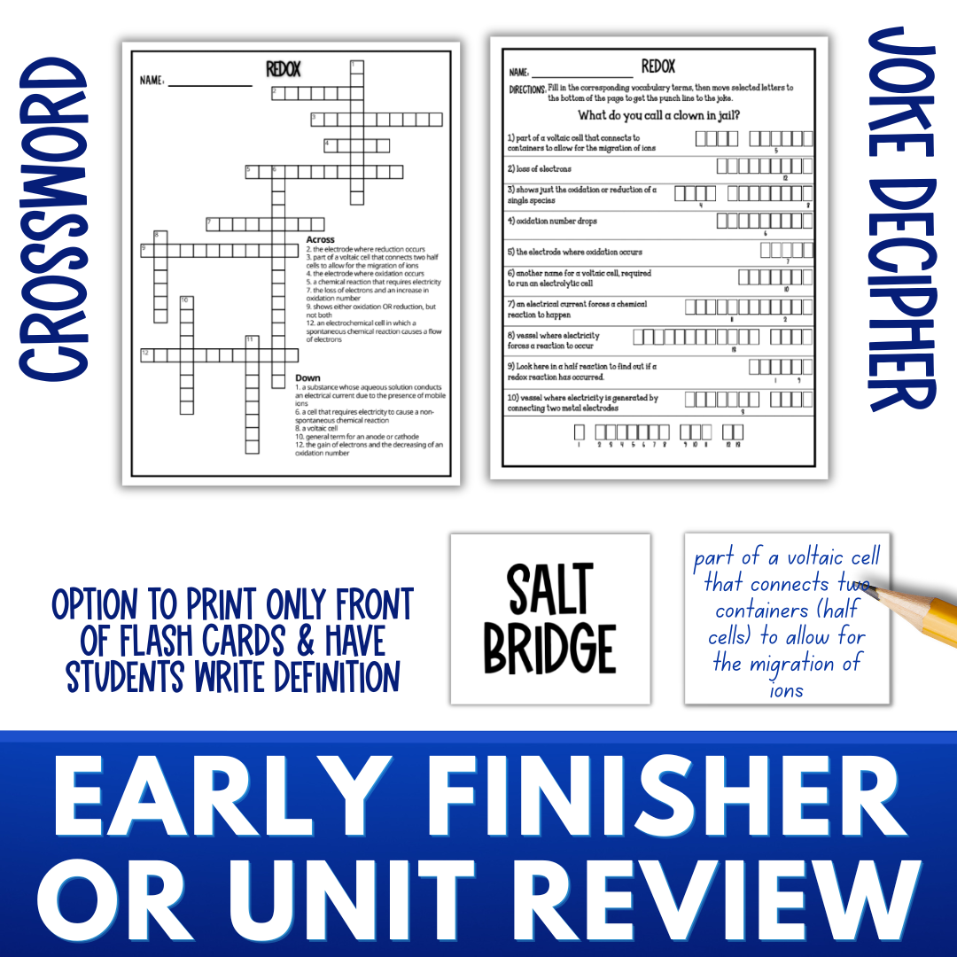 Redox Electrochemistry Full Unit Guided Notes, Practice Worksheet and Unit Tests