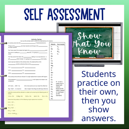 Redox Electrochemistry Full Unit Guided Notes, Practice Worksheet and Unit Tests