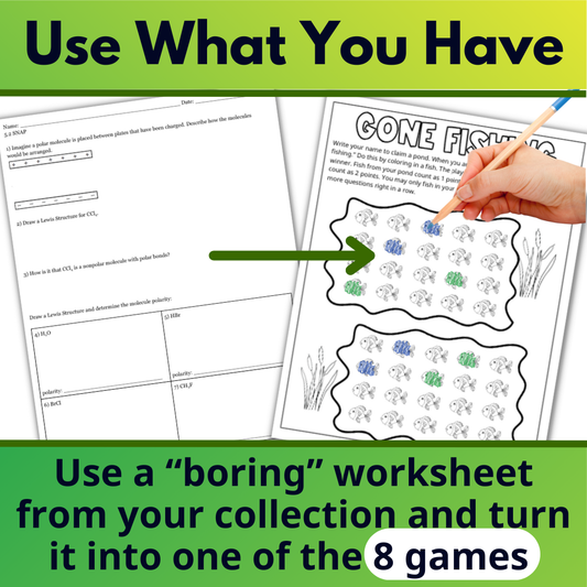Self Checking Worksheet Template and Games for Any Age or Content, Classroom Use