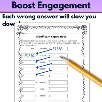 Math with Significant Figures Worksheet Activity - Accuracy and Speed