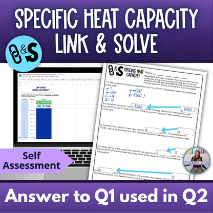Self Checking Specific Heat Capacity Problem Solving Worksheet Link & Solve