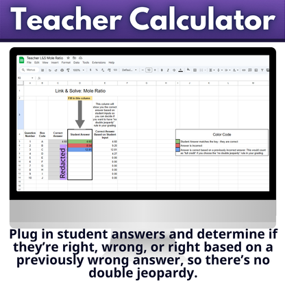 Self Checking Mole Ratio Problem Solving Worksheet Link & Solve